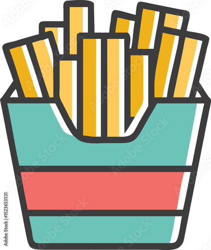 Crispy Golden French Fries in a Colorful Carton A Delicious Fast Food Icon