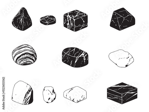 Marble Countertop Ultra Minimalist 2D Line Art Set 