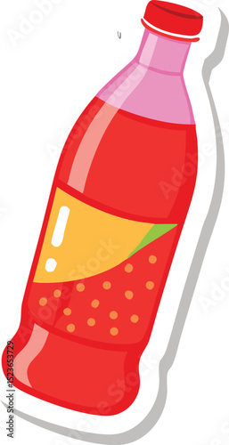 Refreshing Strawberry Soda Bottle Delicious Summer Drink Illustration