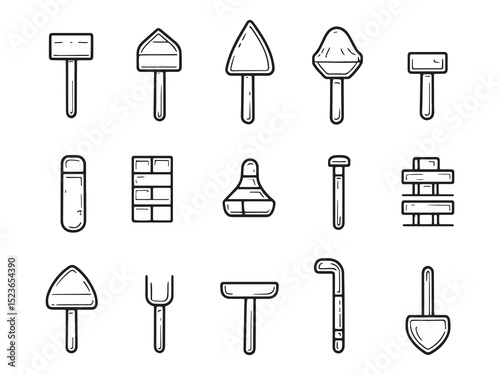 Masonry Trowel Ultra Minimalist 2D Line Art