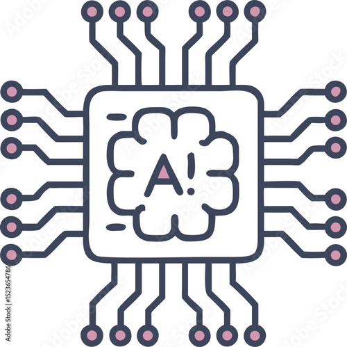 "Artificial Intelligence Chip Icon – AI Processor Circuit Symbol for Technology and Innovation"