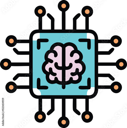 "Artificial Intelligence Chip Icon – AI Processor Circuit Symbol for Technology and Innovation"