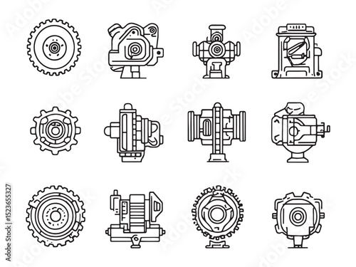 Mechanical Power Clean 2D Line Art Design