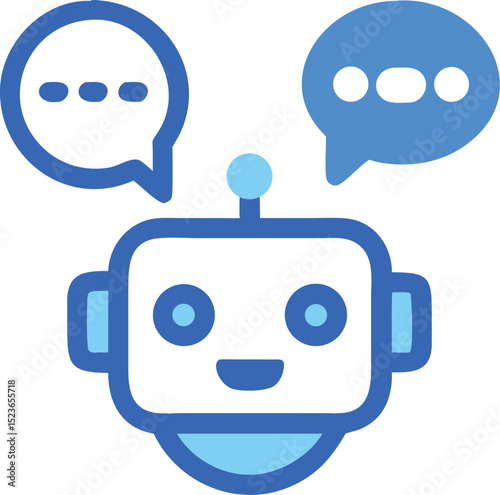 "Chatbot Icon – AI Assistant, Virtual Support, and Messaging Bot Vector"