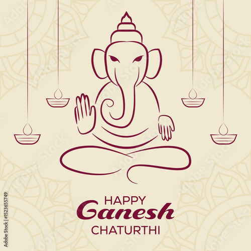 happy ganesh chaturthi illustration in flat design