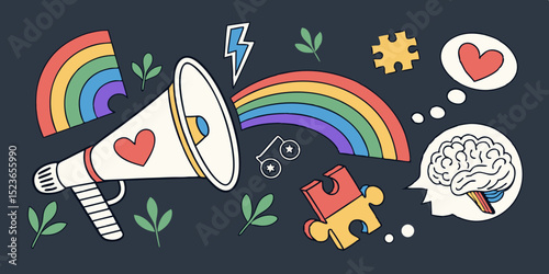 Vector illustration of autistic pride day on 18th june. Autistic pride day design element isolated on a dark background