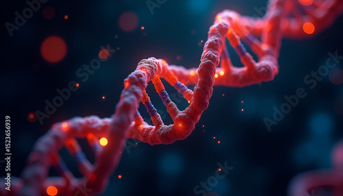 Glowing DNA Strands on Dark Background