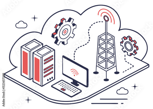 Vector Illustration of Edge Computing – Decentralized Data Processing and IoT Technology Concept