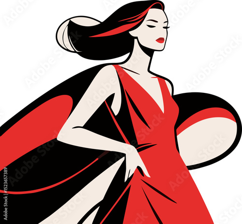 illustration of the style of beautiful women wearing red vector clothes