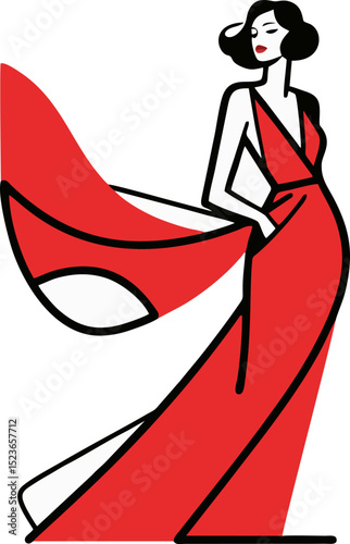 illustration of the style of beautiful women wearing red vector clothes