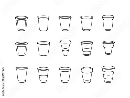 Mini Party Cups – Simple Vector Outline