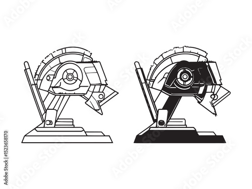 Miter Saw Outline – 2D Line Icon