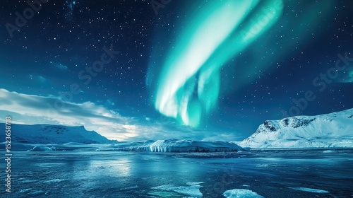 Dazzling Aurora Borealis Over Frozen Landscape - Stunning Northern Lights Photography
