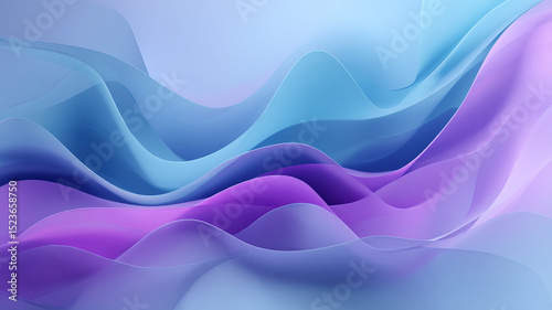 Abstract Wavy Gradient Background in Light Blue and Purple Tones