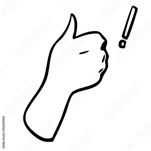 親指を立てたジェスチャーのイラスト　手書き　ベクター黒
