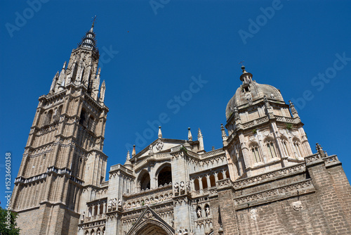 Gothic tower of Toledo Cathedral in summer light