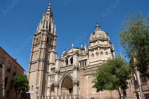 Gothic tower of Toledo Cathedral in summer light