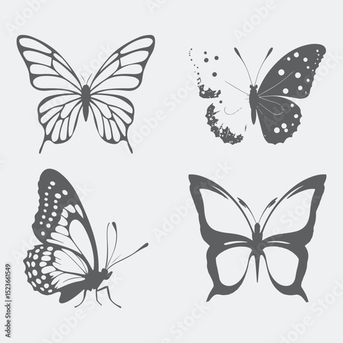set of butterflies