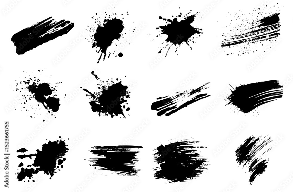 Black Ink Splatter Brushes High-Resolution Vector Graphics for Design