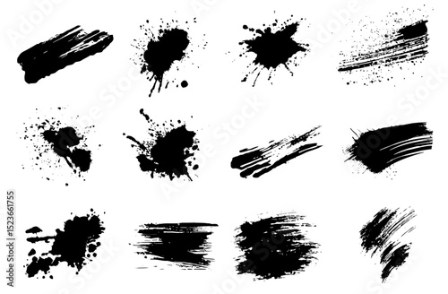 Black Ink Splatter Brushes High-Resolution Vector Graphics for Design