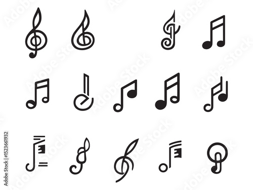 Musical Note Ultra Minimalist 2D Line Art Set 