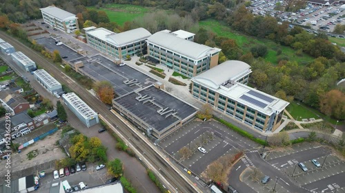 High Angle Footage of York Camberley Town in Northwest Surrey, England UK, Drone Camera Footage Was Captured on November 10th, 2024