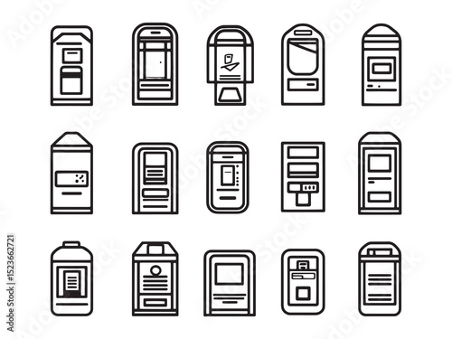 Newsstand Ultra Minimalist 2D Line Art Set