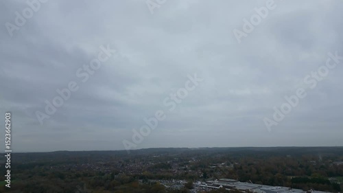 High Angle Footage of York Camberley Town in Northwest Surrey, England UK, Drone Camera Footage Was Captured on November 10th, 2024