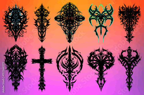 Neo-Tribal Abstract Elements A Collection of 12 Unique Designs