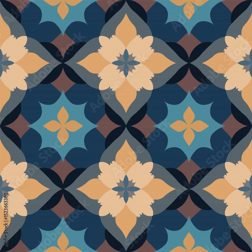Wallpaper seamless geometric pattern, naval floral pattern, sea flowers vector pattern