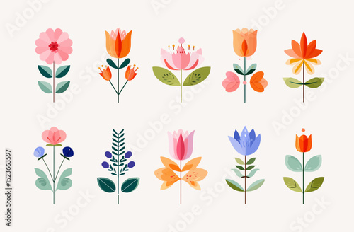 Pastel Floral Illustrations Collection of 12 Unique Flower Designs