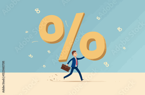 Businessman Struggling with High Interest Rates Financial Burden and Economic Challenges
