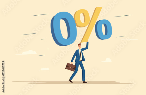Zero Percent Interest Rate Businessman Carrying Financial Burden