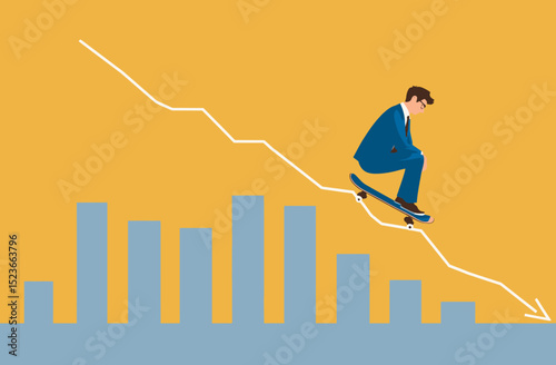 Riding the Economic Downturn A Businessman Navigates Market Decline