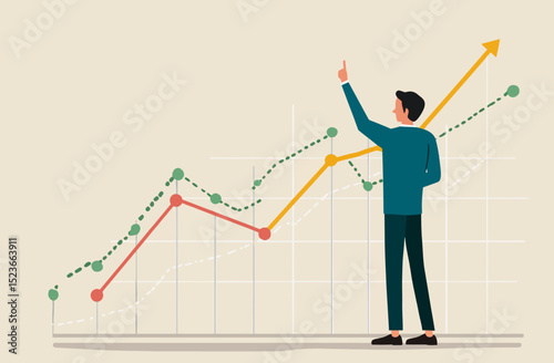 Economic Growth, Profit Increase, and Upward Trend Business Success Illustration