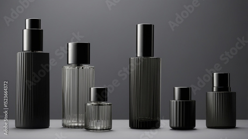 Elegant black and clear glass perfume bottles