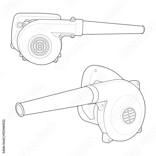 set of air blower line art style, air blower illustration, outline Line.
