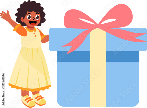  Excited Child with a Large Gift Box