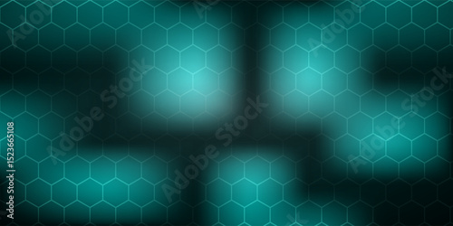 Hexagonal cyberspace green background. Hexagon grid tech pattern.