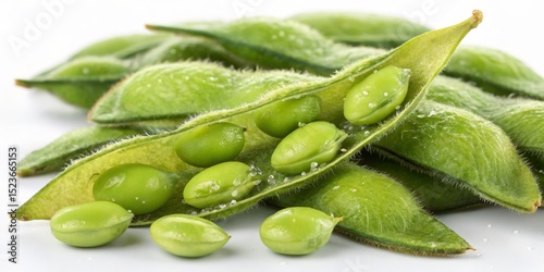Fresh Edamame Pods Close-up...