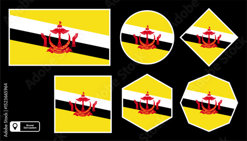 Brunei Darussalam country flag vector isolated on transparent background
