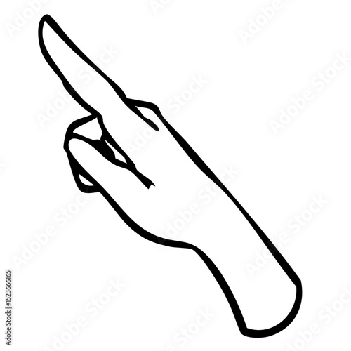 指を差しているジェスチャーの手書きのイラスト　　ベクター黒
