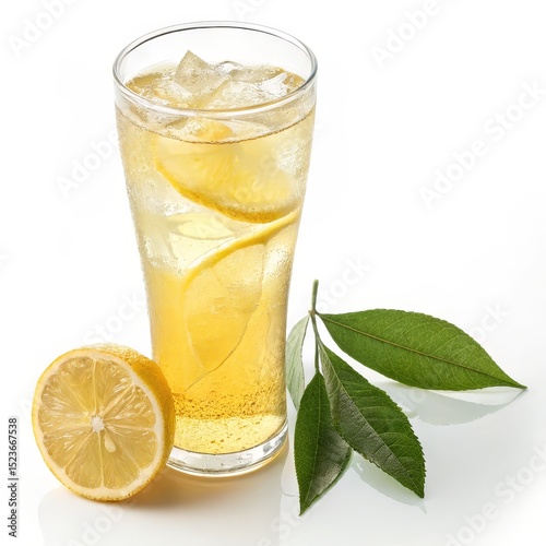 Iced Lemon Tea with Leaves,...