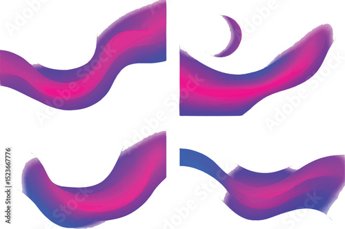 Abstract vector illustration with gradient waves in magenta, purple, and blue hues forming flowing futuristic shapes and motion.