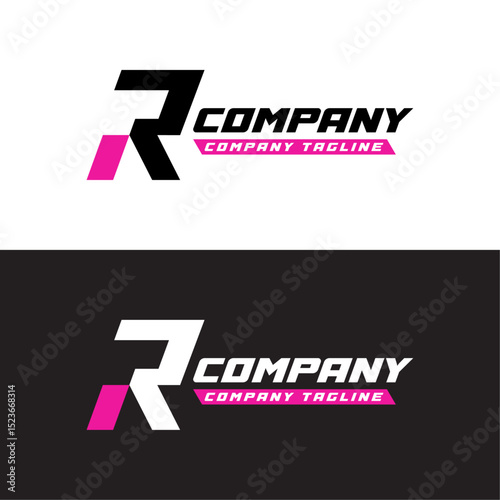 Modern R Company Logo — Bold Typography and Pink Accent Design