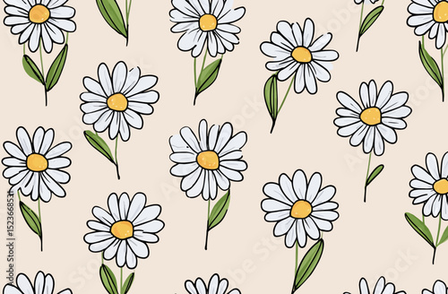Seamless Daisy Pattern Vector Floral Design for Textile, Fabric, and Wallpaper