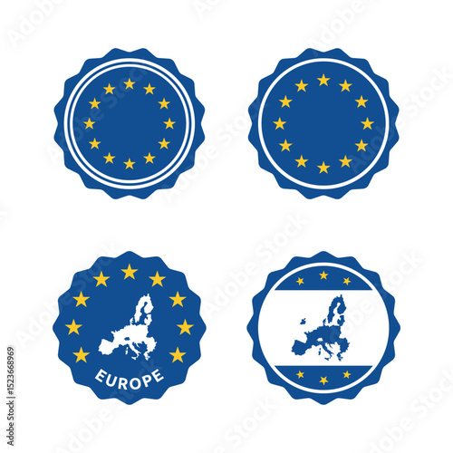 European Union flag icons set, symbols of EU flag