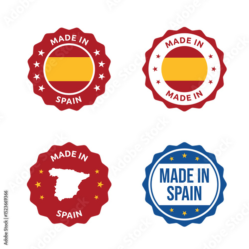 made in Spain stamp set, Spanish product icons