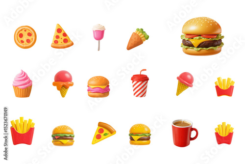 vector fast food icons, Menu creation, Advertising and branding, Packaging design, Presentations, Drinks.