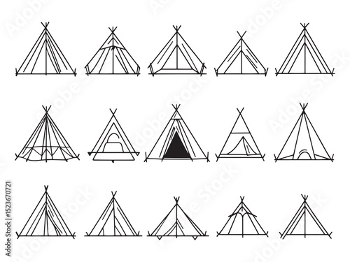 Tent Roof Ultra Minimalist Line Art 